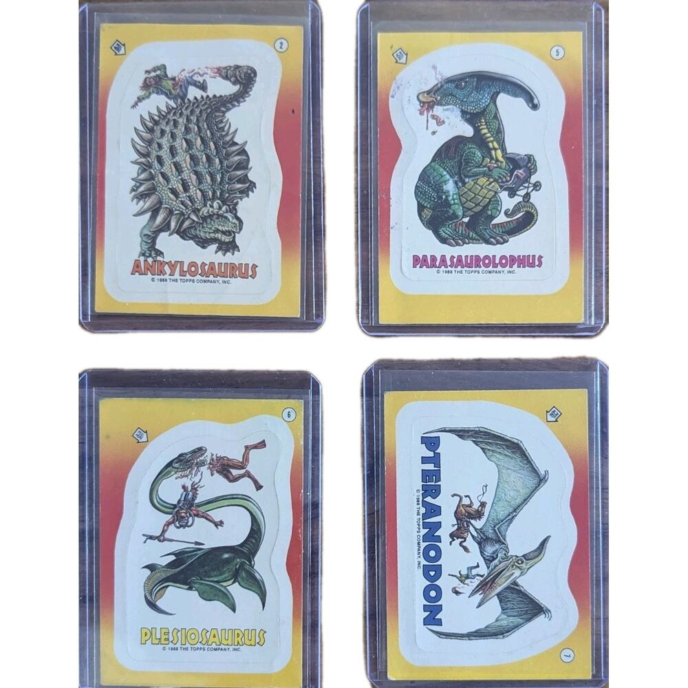 1988 Topps Dinosaurs Attack! Sticker Lot of 4 – Vintage Monster Dino Set